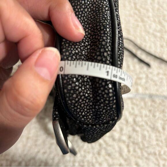 Rebecca Minkoff Black Leather Buckle Bag Crossbody Pebbled Silver - Picture 8 of 16